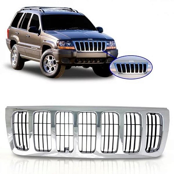 Grade do radiador grand cherokee jeep de 1999 a 2003 cromada versão laredo com tela