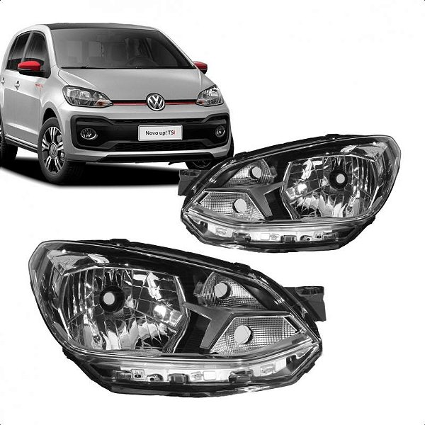 Farol up volkswagen de 2017 a 2021 lado esquerdo com friso cinza