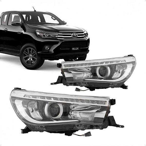 Farol hilux toyota de 2016 a 2020 lado direito picape SRV elétrico com LED com motor