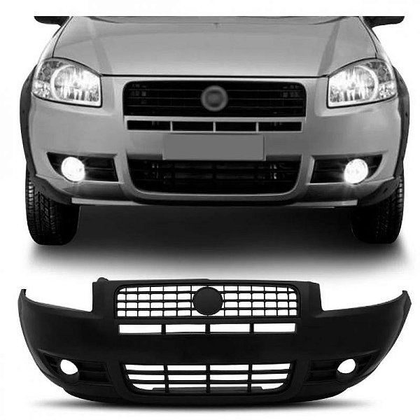 Para choque strada fiat de 2009 a 2013 dianteiro preto liso working com furo