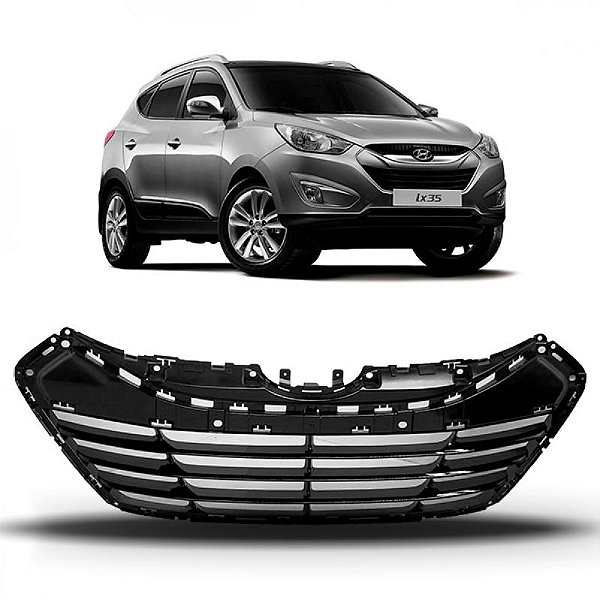 Grade do para choque ix35 hyundai de 2010 a 2015 central preto brilhante sem friso