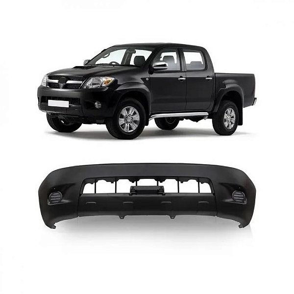 Para choque hilux toyota de 2005 a 2008 dianteiro preto para picape sem furo auxiliar com furo para motor