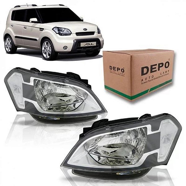 Farol soul kia de 2009 a 2012 lado esquerdo foco simples regulagem manual ou elétrica