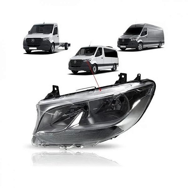 Farol sprinter mercedes benz de 2020 a 2025 lado esquerdo elétrico
