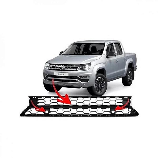 Grade central do para choque amarok volkswagen de 2017 a 2024 dianteiro com furo para sensor