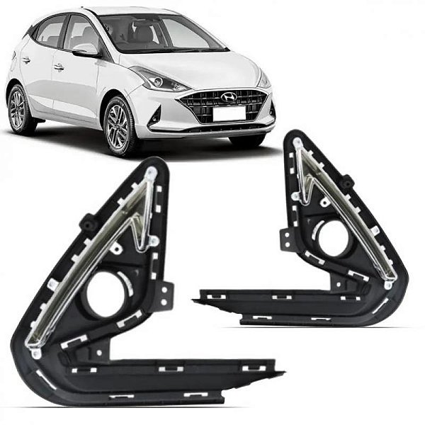Grade para choque hb20 hyundai de 2020 a 2022 dianteira lateral lado esquerdo com furo e com friso cromado