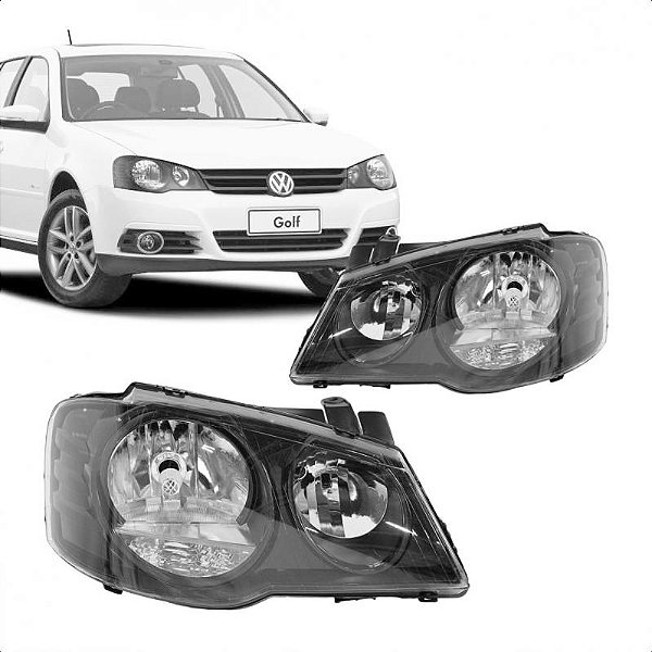 Farol golf volkswagen de 2008 a 2013 lado direito fumê escuro com anel preto