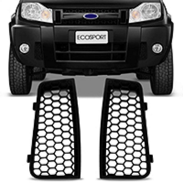Grade para choque ecosport ford de 2008 a 2012 dianteira lado esquerdo com carcaça preta