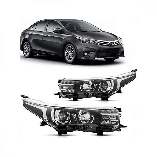 Farol corolla toyota de 2014 a 2017 lado direito cromado com LED e projetor