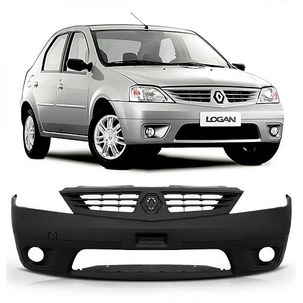 Para choque logan renault de 2007 a 2010 dianteiro preto com furo