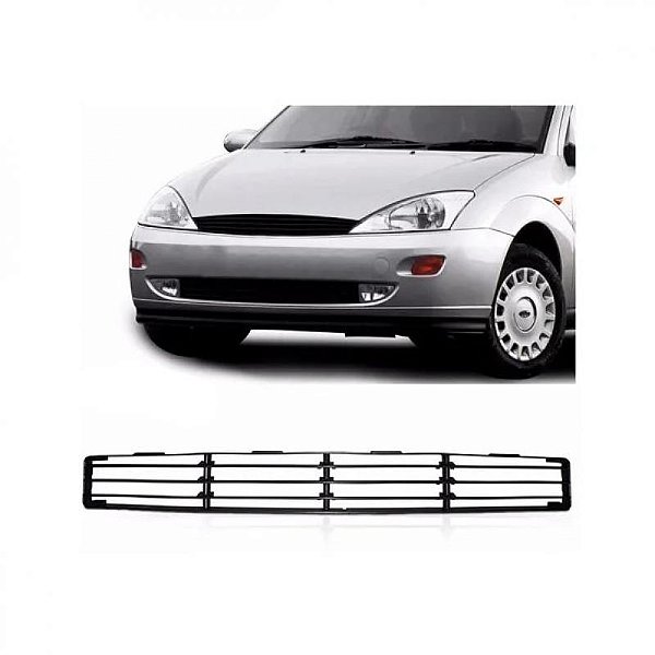 Grade do para choque focus ford de 1998 a 2003 dianteira central cinza com furo