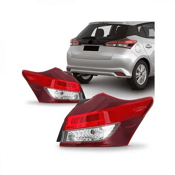 Lanterna yaris toyota de 2018 a 2025 traseira lado direito borda fumê hatch com LED