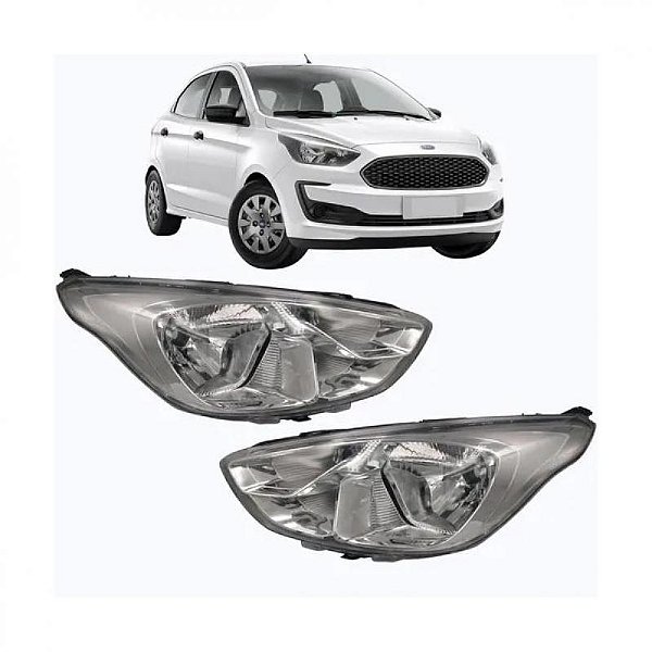 Farol ka ford de 2019 a 2022 lado direito cromado manual H4