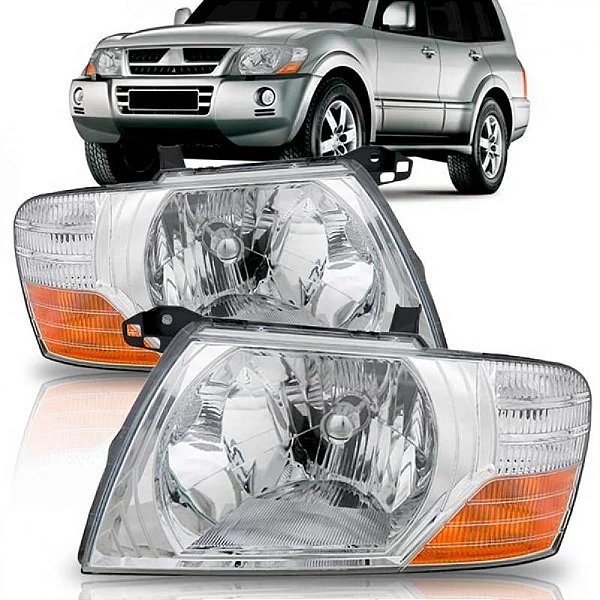 Farol pajero full mitsubishi de 2003 a 2007 lado esquerdo cromado