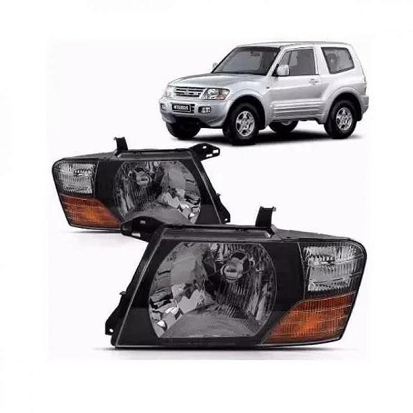 Farol pajero full mitsubishi de 2001 a 2002 lado esquerdo preto