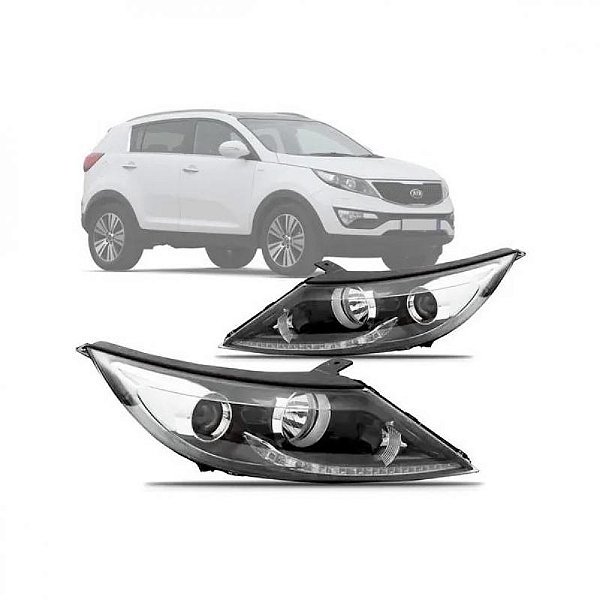 Farol sportage kia de 2014 a 2016 lado esquerdo lx manual e elétrico sem motor com LED