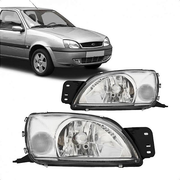 Farol fiesta ford de 2000 a 2002 e courier ford de 2000 a 2013 lado esquerdo com pisca cristal