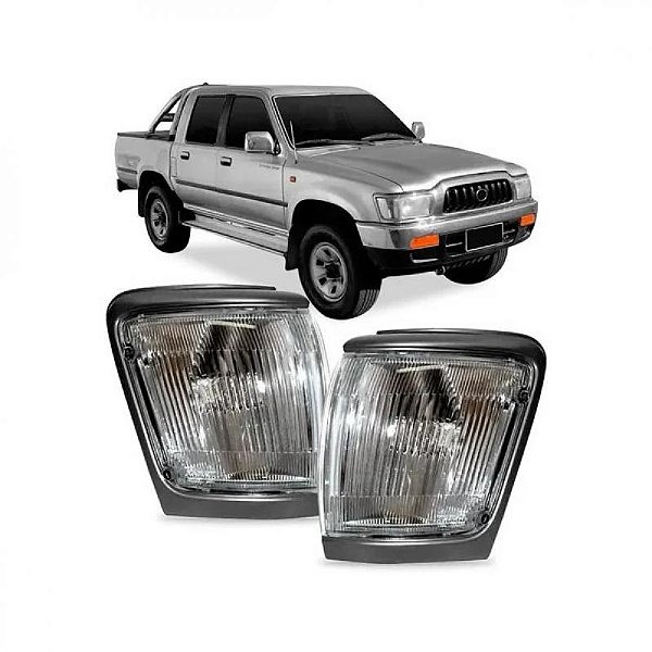 Lanterna hilux sw4 toyota de 1992 a 1996 lado esquerdo dianteira cristal com aro cinza com furo e com friso cromado com aplicação na hilux SRV de 2002 a 2004