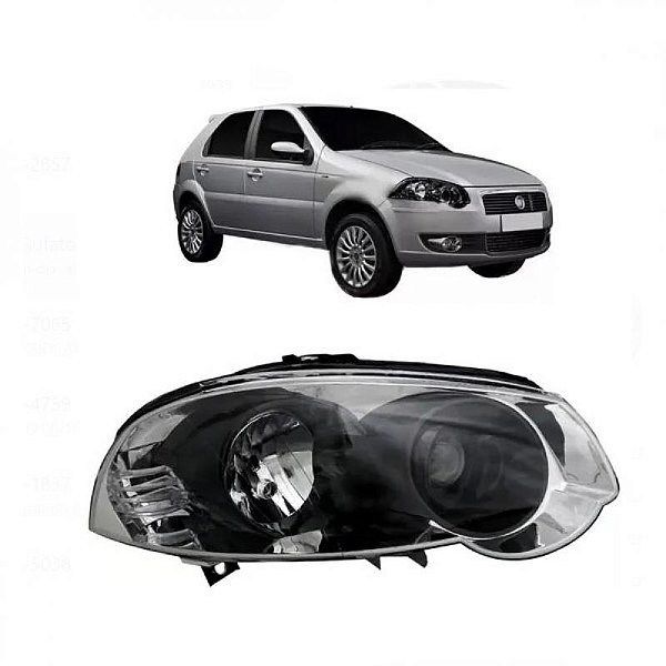 Farol palio fiat de 2009 a 2020 e siena fiat de 2009 a 2012 lado esquerdo cromado tipo bola com anel preto