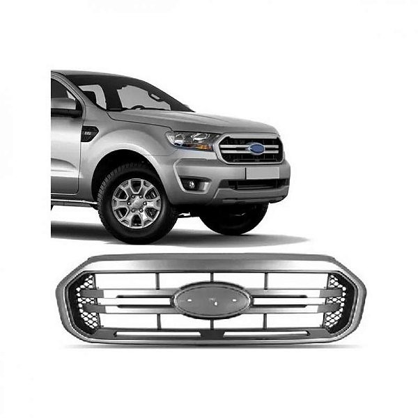 Grade do radiador ranger ford de 2020 a 2023 cinza e prata sem nome ranger
