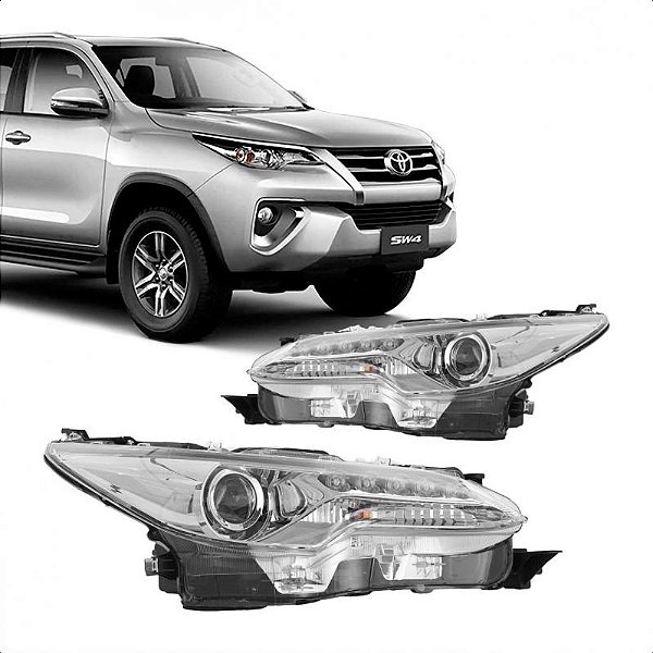 Farol hilux sw4 toyota de 2016 a 2020 lado direito com LED com motor