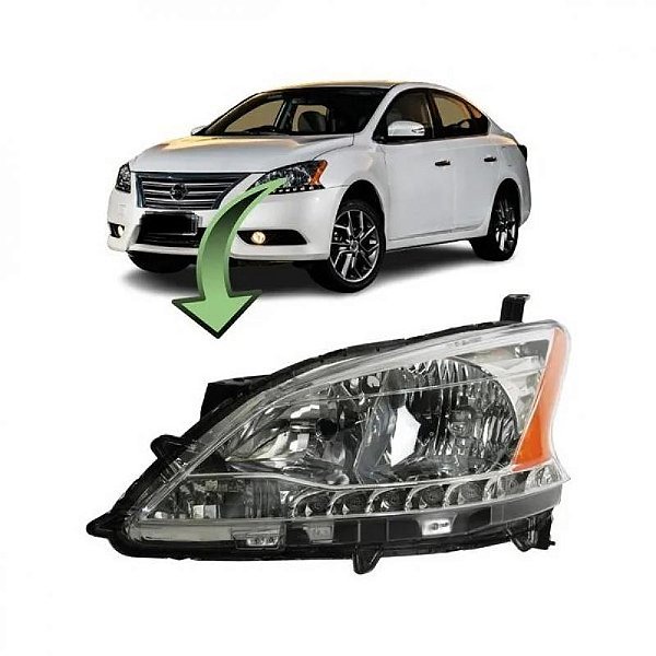 Farol sentra nissan de 2014 a 2016 lado esquerdo com LED