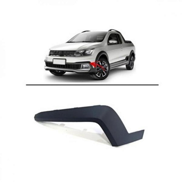 Moldura inferior do para choque e suporte da grade lateral do para choque saveiro volkswagen de 2017 a 2022 lado direito cross