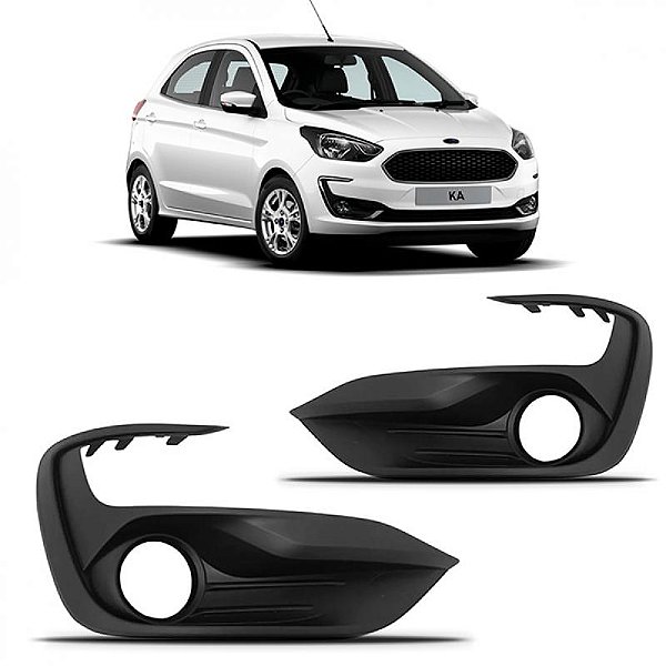 Grade lateral do para choque ka ford de 2019 a 2022 dianteira lado direito preta com furo para farol auxiliar