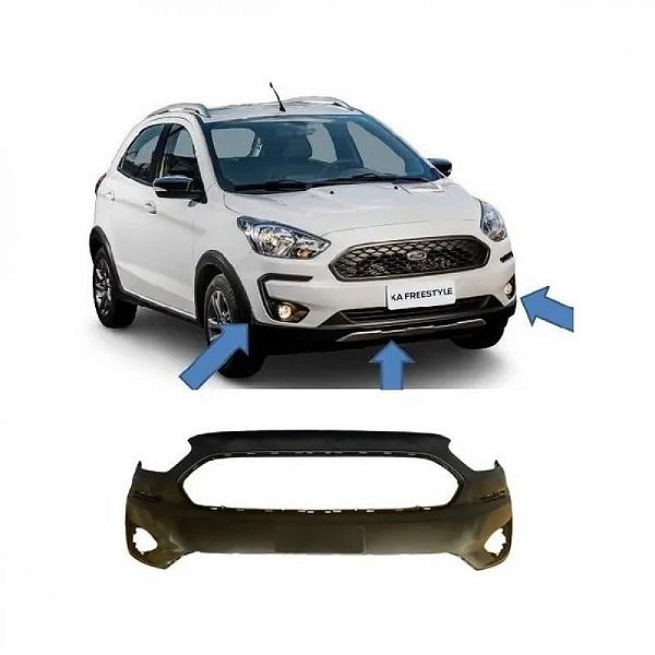 Para choque ka ford de 2019 a 2022 dianteiro freestyle com furo para farol de milha e com friso cromado sem spoiler