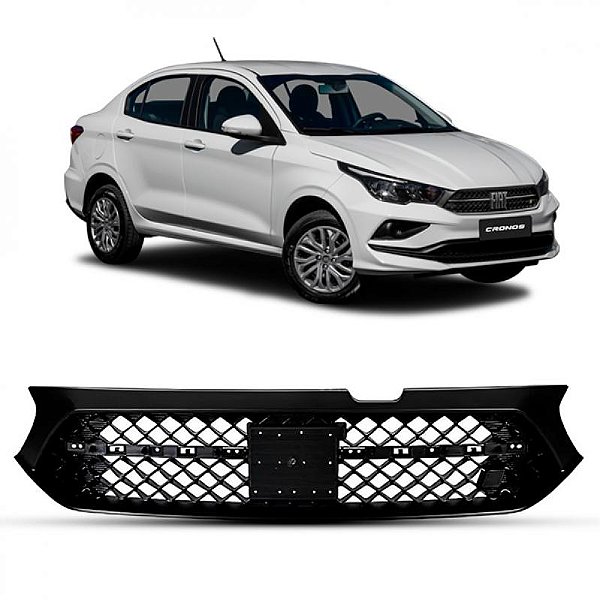 Grade do radiador cronos fiat de 2021 a 2022 preta com logotipo em letras