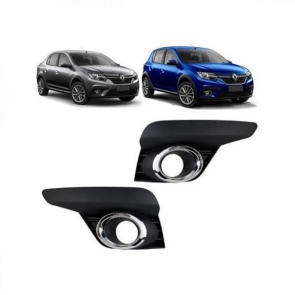 Grade lateral do para choque sandero renault de 2020 a 2024 dianteira lado esquerdo com aro cromado