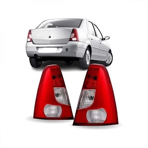 Lanterna logan renault de 2007 a 2010 traseira lado direito vermelha e cristal