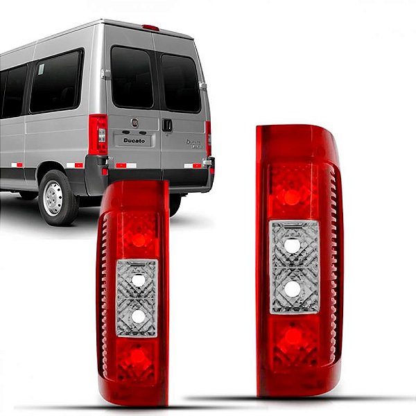 Lanterna ducato fiat de 2005 a 2017 traseira lado esquerdo vermelha e cristal