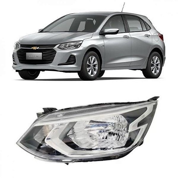 Farol onix chevrolet de 2020 a 2025 lado esquerdo cromado elétrico com motor sem LED sem projetor
