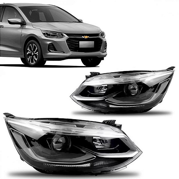 Farol onix chevrolet de 2020 a 2025 lado esquerdo cromado elétrico com projetor sem LED
