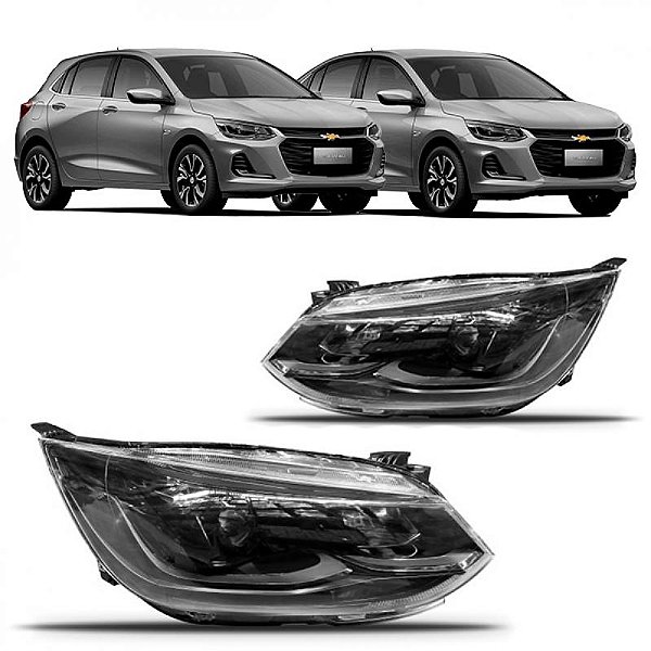Farol onix chevrolet de 2020 a 2025 lado esquerdo preto manual com projetor