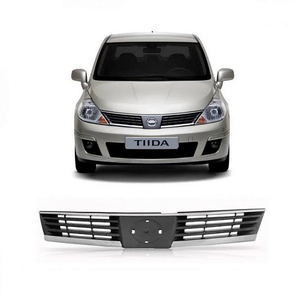 Grade do radiador tiida nissan de 2007 a 2010 cinza escuro com friso cromado