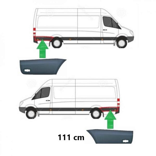Friso sprinter mercedes benz de 2012 a 2019 lateral traseiro lado esquerdo longo