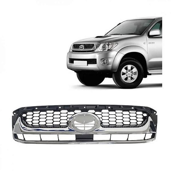 Grade do radiador hilux toyota de 2009 a 2011 cromada para picape com moldura inferior sem friso
