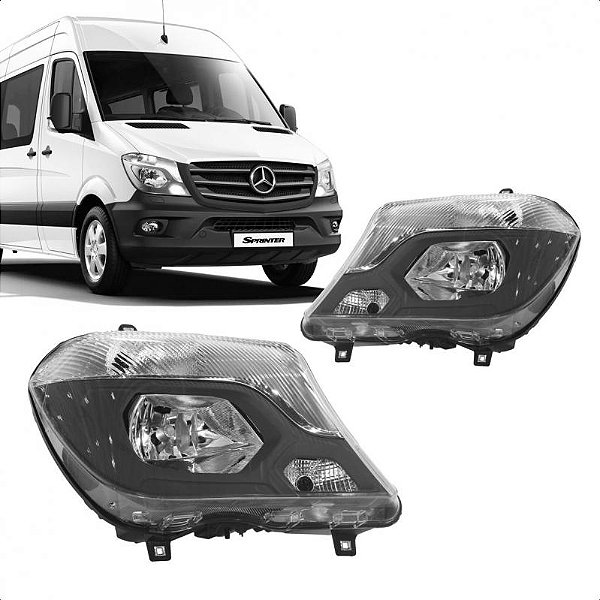 Farol sprinter mercedes benz de 2017 a 2019 lado direito elétrico com motor