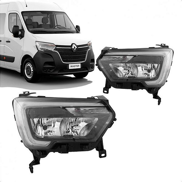 Farol master renault de 2022 a 2025 lado direito elétrico com motor com luz de rodagem diurna