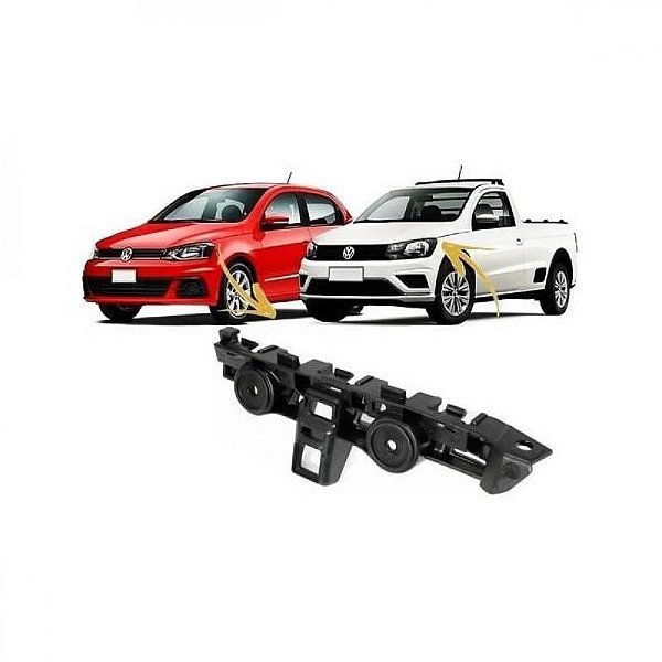Suporte guia de para choque gol oitava geração e saveiro robust volkswagen de 2018 a 2023 dianteiro lado direito com furo e com friso cromado