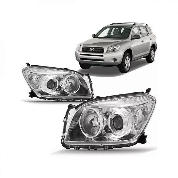 Farol rav4 toyota de 2006 a 2008 lado esquerdo cromado elétrico sem motor