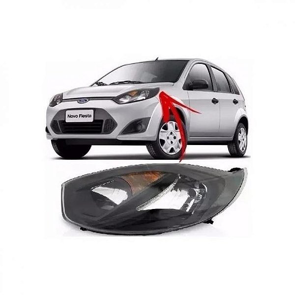 Farol fiesta ford de 2010 a 2014 lado esquerdo preto rocam