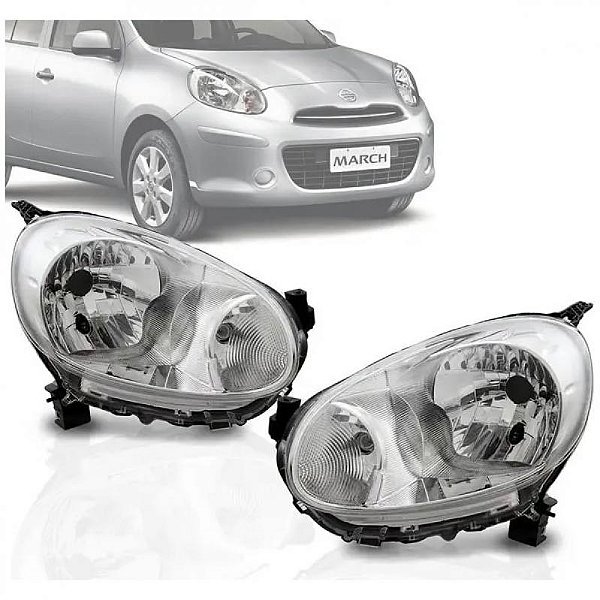 Farol march nissan de 2011 a 2013 lado esquerdo cromado manual