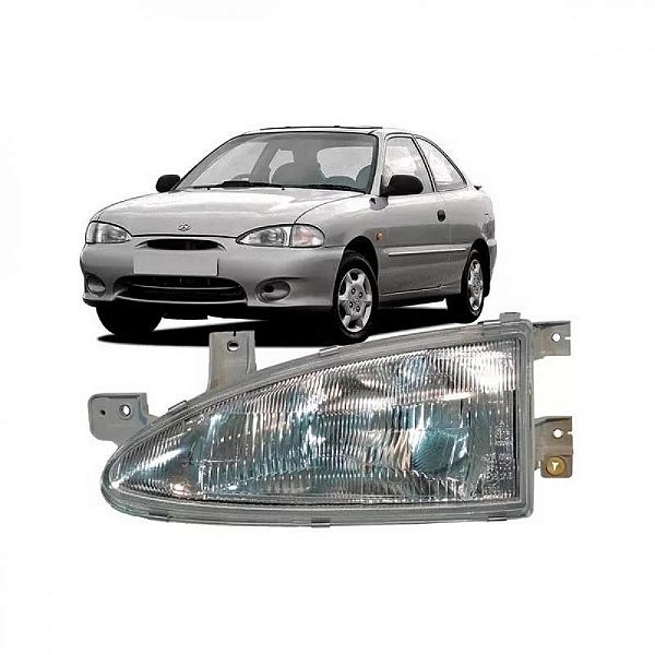 Farol accent hyundai de 1994 a 1997 lado direito bicolor duas portas