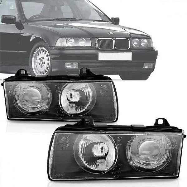 Farol série 3 bmw de 1991 a 1998 lado direito sem mamica com auxiliar modelo zkw