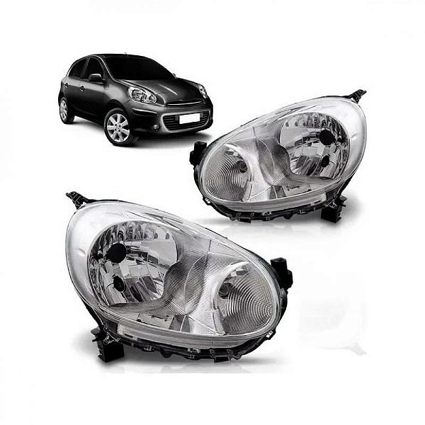 Farol march nissan de 2011 a 2013 lado esquerdo cromado manual