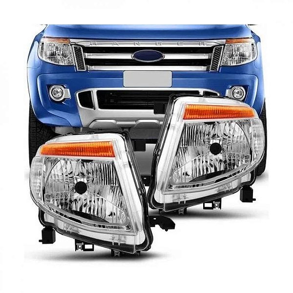 Farol ranger ford de 2013 a 2016 lado direito cromado manual