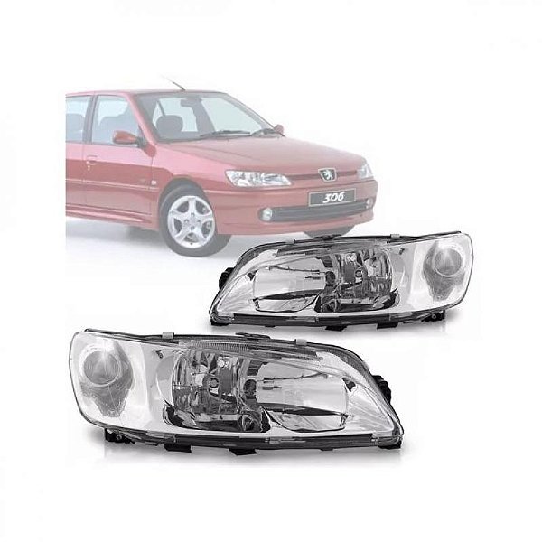 Farol 306 peugeot de 1998 a 2002 lado esquerdo foco duplo lente lisa
